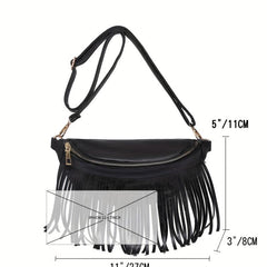 PU Shoulder Bag Tassel Bag Casual Shoulder Bag
