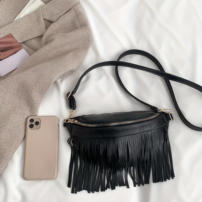 PU Shoulder Bag Tassel Bag Casual Shoulder Bag