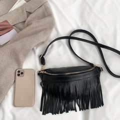 PU Shoulder Bag Tassel Bag Casual Shoulder Bag