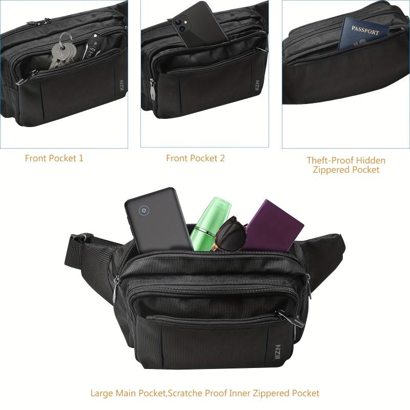 NZII Fanny Waist Bag Outdoor Waist Pack Bag 4 Zipper Pockets Adjustable Belt