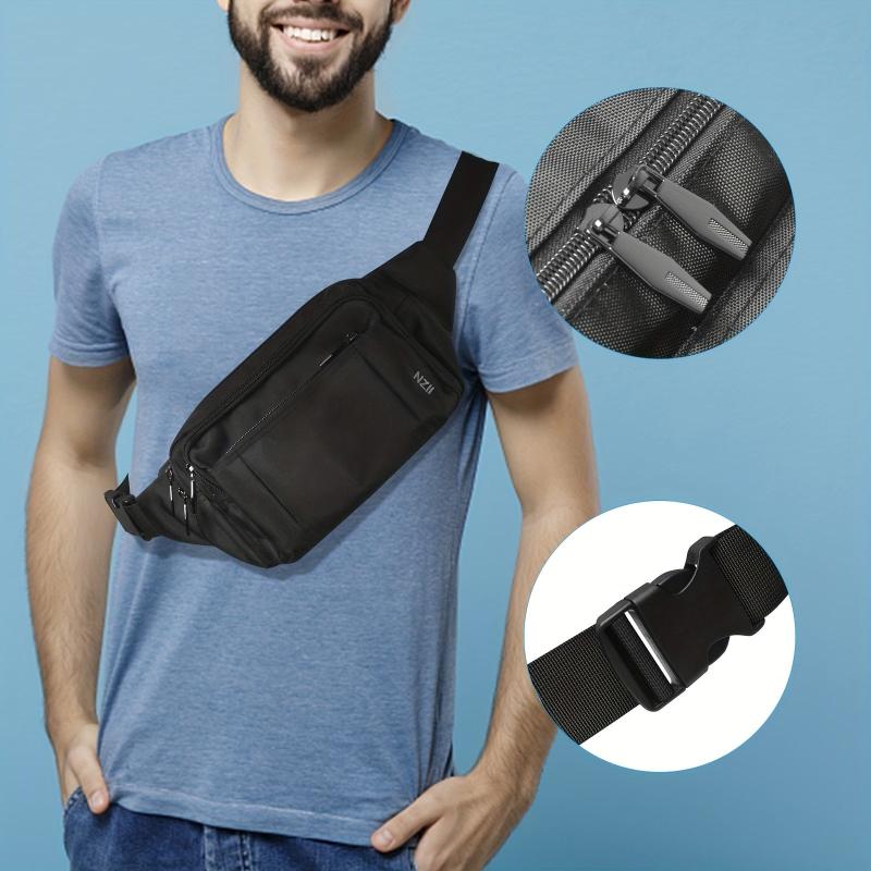 NZII Fanny Waist Bag Outdoor Waist Pack Bag 4 Zipper Pockets Adjustable Belt