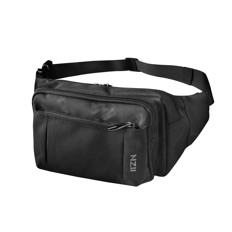 NZII Fanny Waist Bag Outdoor Waist Pack Bag 4 Zipper Pockets Adjustable Belt