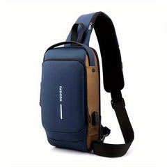 Men's Casual Waterproof Shoulder Bag With USB Charging Port