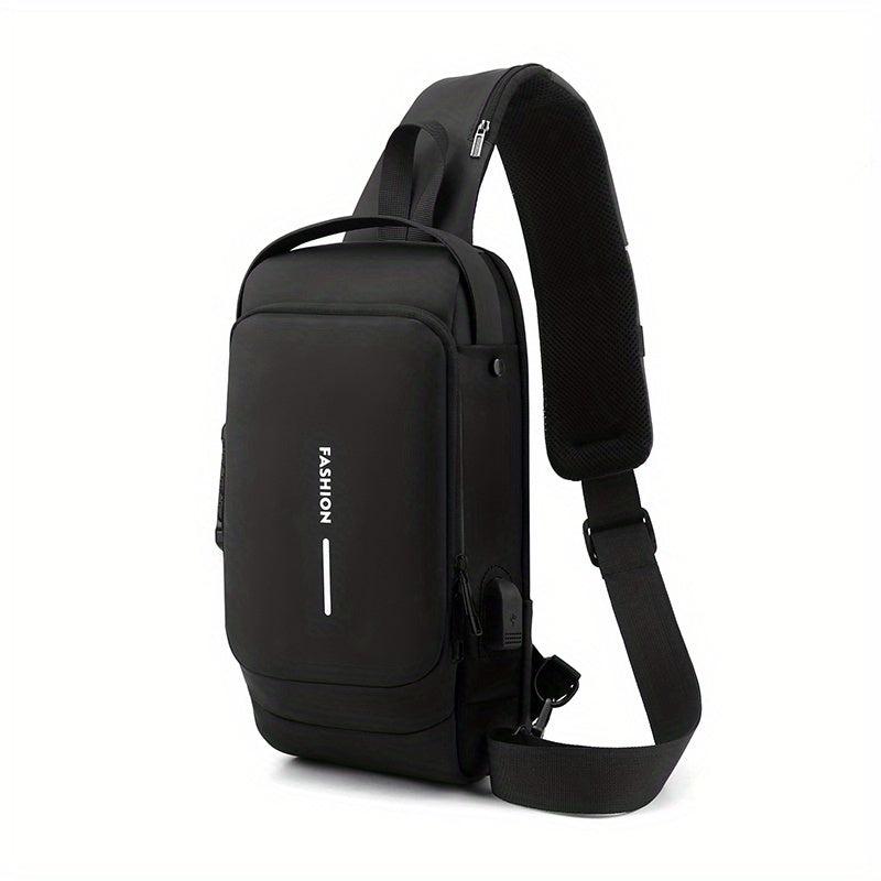 Men's Casual Waterproof Shoulder Bag With USB Charging Port