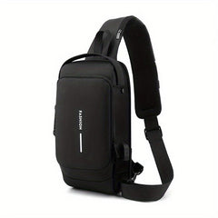 Men's Casual Waterproof Shoulder Bag With USB Charging Port