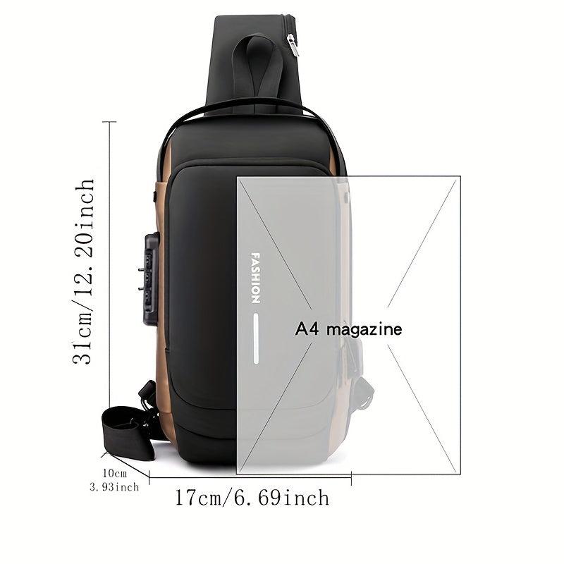 Men's Casual Waterproof Shoulder Bag With USB Charging Port