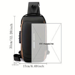 Men's Casual Waterproof Shoulder Bag With USB Charging Port