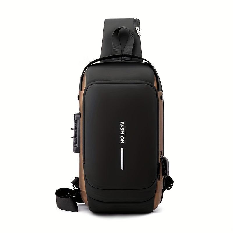 Men's Casual Waterproof Shoulder Bag With USB Charging Port