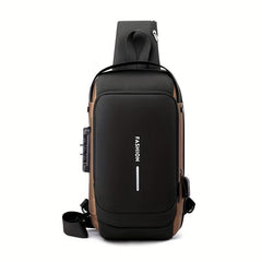Men's Casual Waterproof Shoulder Bag With USB Charging Port