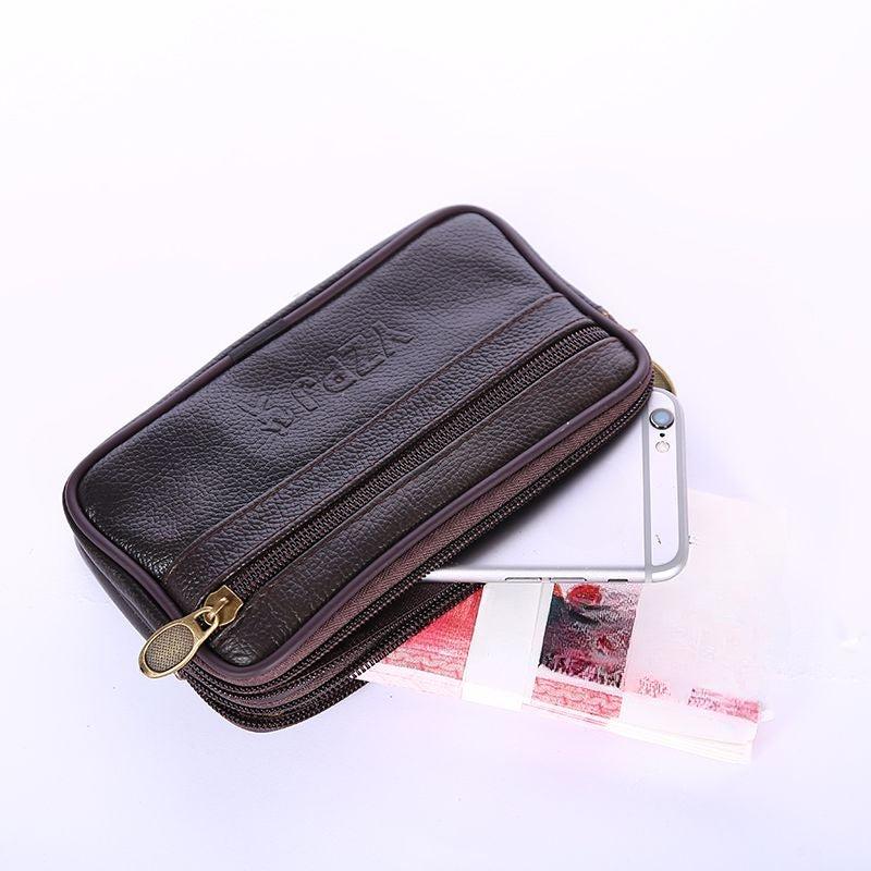 Cowhide Mobile Phone Bag Men's Construction Site Wearing Belt Leather Pocket