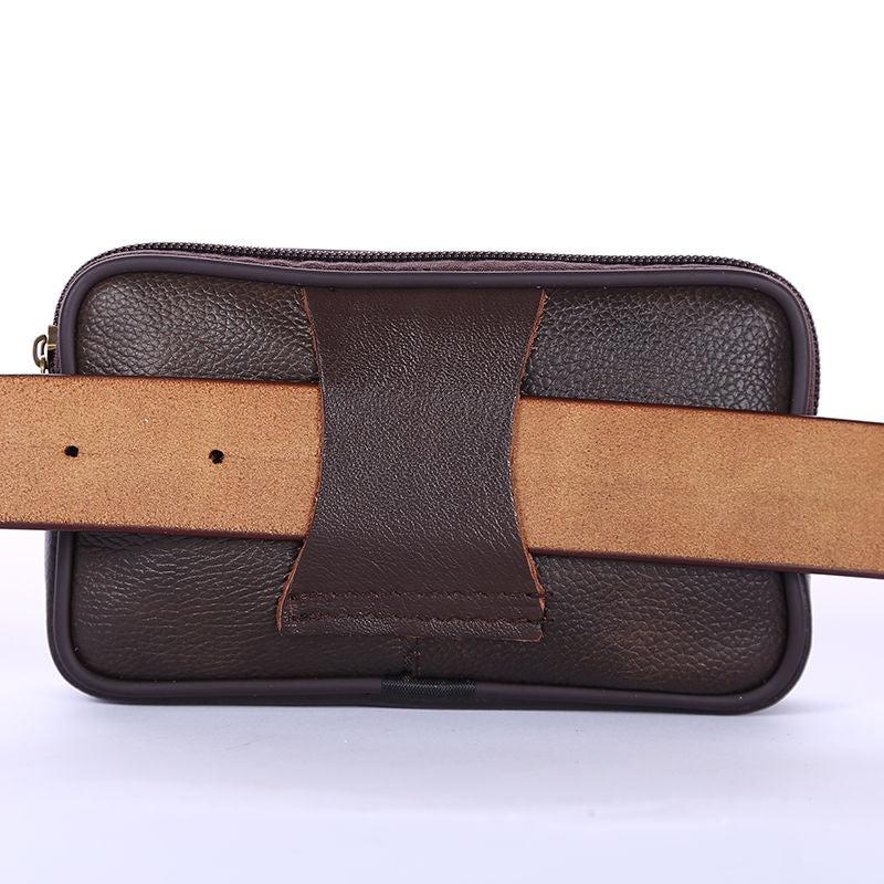 Cowhide Mobile Phone Bag Men's Construction Site Wearing Belt Leather Pocket