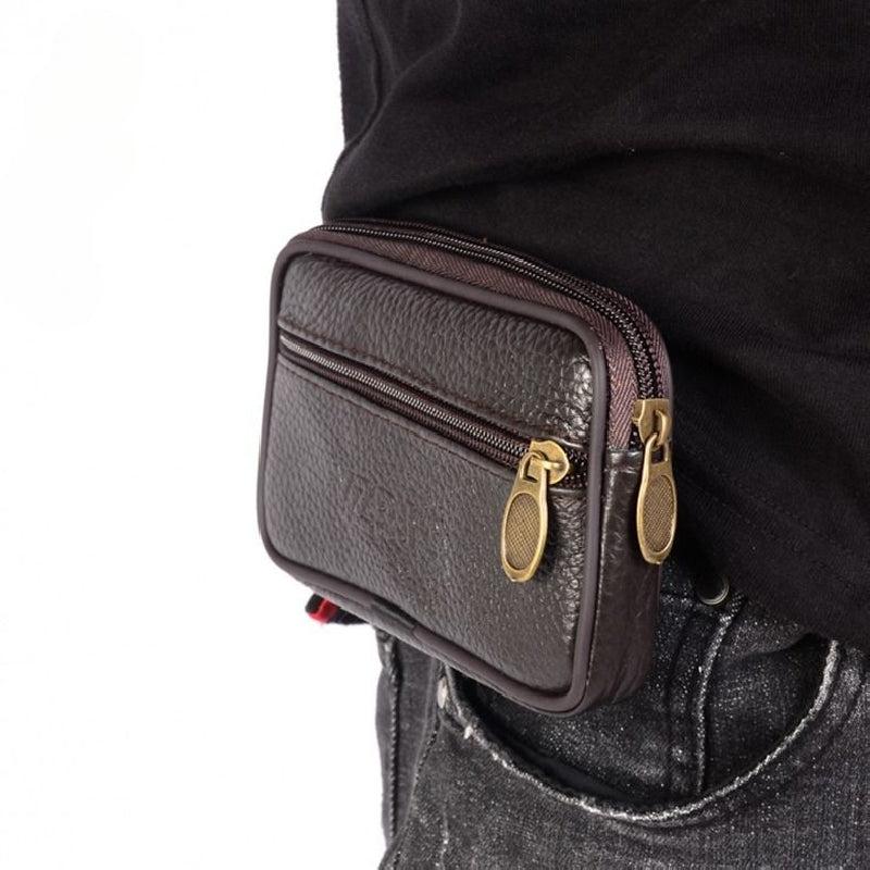 Cowhide Mobile Phone Bag Men's Construction Site Wearing Belt Leather Pocket