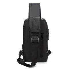 Men's Anti Theft Chest Bag with Combination Lock and USB Charging Port