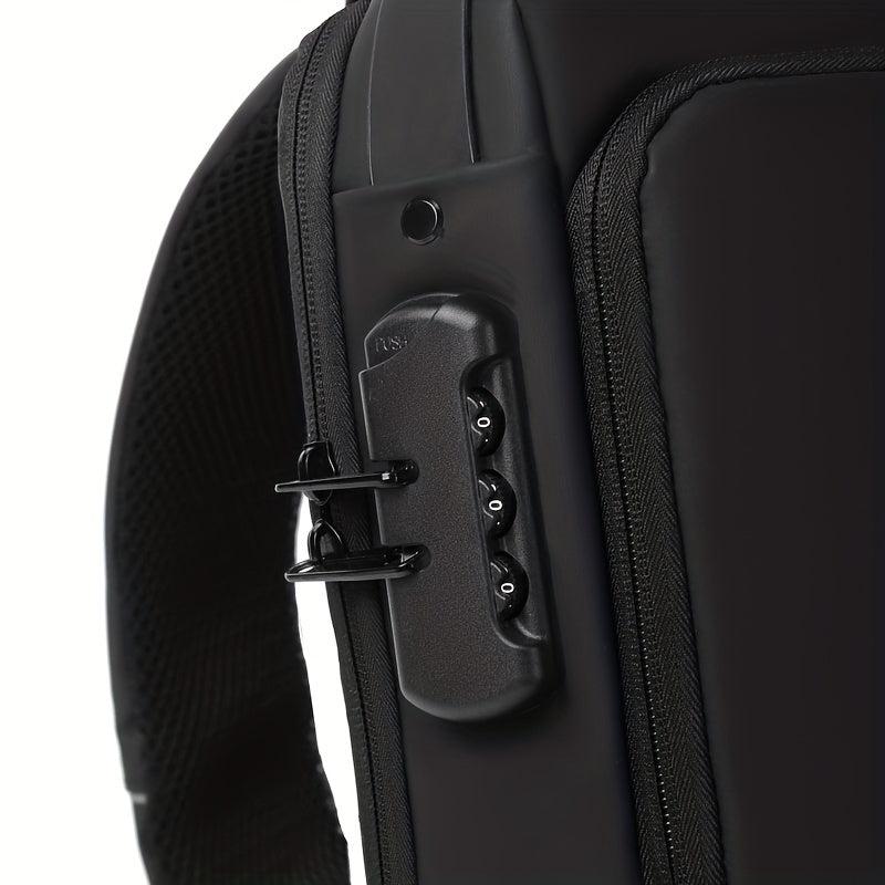Men's Anti Theft Chest Bag with Combination Lock and USB Charging Port