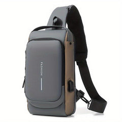 Men's Anti Theft Chest Bag with Combination Lock and USB Charging Port