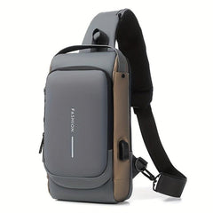 Men's Anti Theft Chest Bag with Combination Lock and USB Charging Port