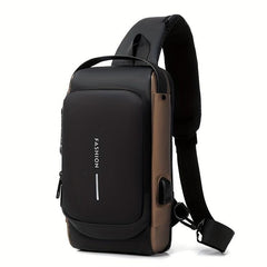 Men's Anti Theft Chest Bag with Combination Lock and USB Charging Port