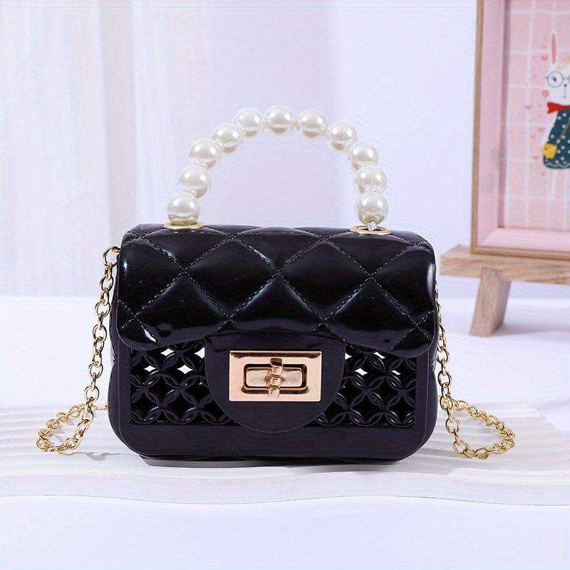 Beaded Mini Crossbody Bag for Party Travel - Faux Pearl Handbag