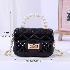 Beaded Mini Crossbody Bag for Party Travel - Faux Pearl Handbag