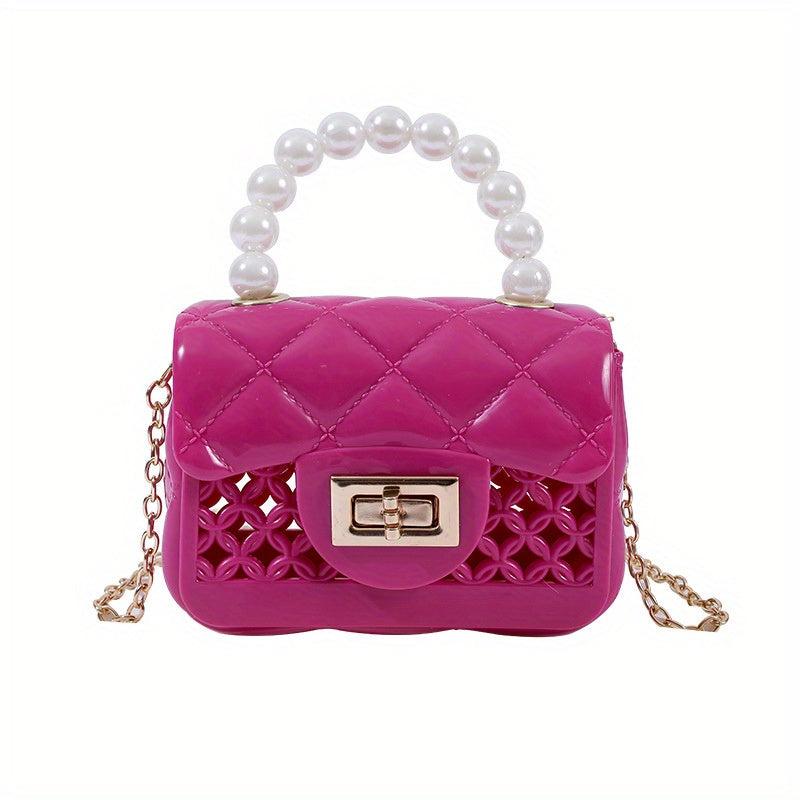 Beaded Mini Crossbody Bag for Party Travel - Faux Pearl Handbag