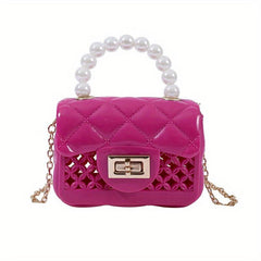 Beaded Mini Crossbody Bag for Party Travel - Faux Pearl Handbag