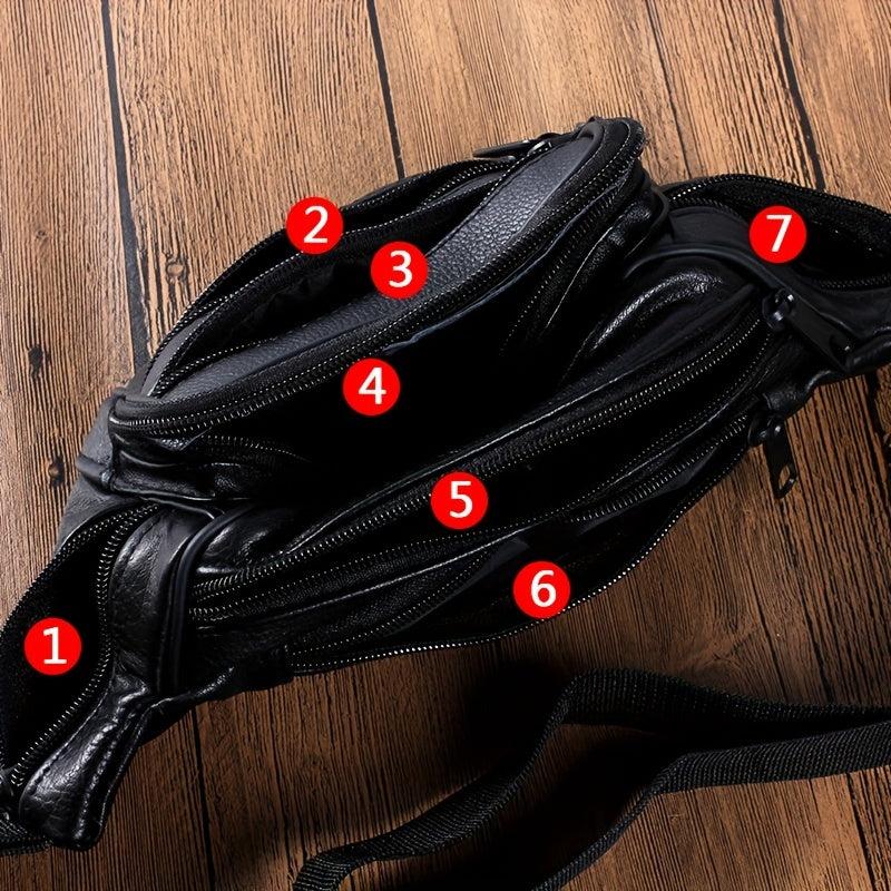 1pc Leather Waist Bag Dumpling Shape Fanny Bag Lightweight Waterproof Chest Bag