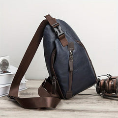 Men's Casual Soft Leather Bag Outdoor Sports Backpack