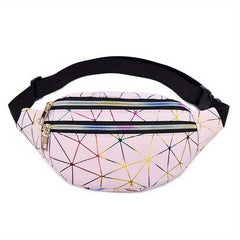 Women's Laser Rhombus Waist Bag PU Shoulder Chest Bag