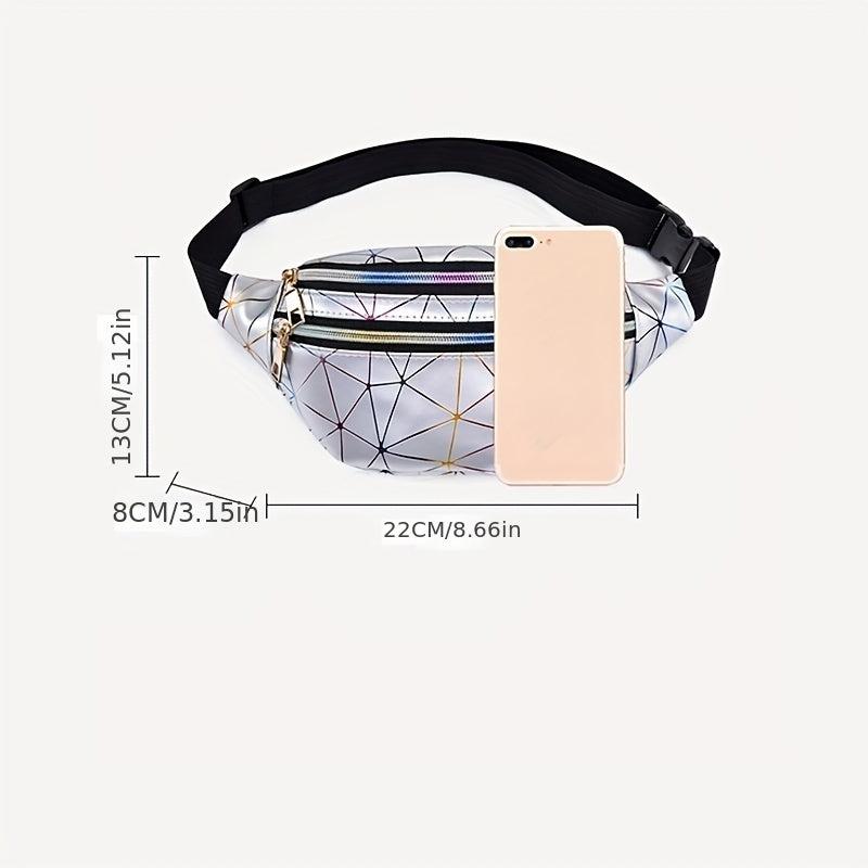 Women's Laser Rhombus Waist Bag PU Shoulder Chest Bag