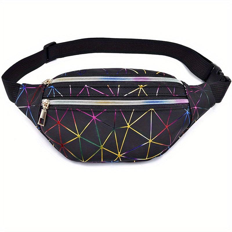 Women's Laser Rhombus Waist Bag PU Shoulder Chest Bag