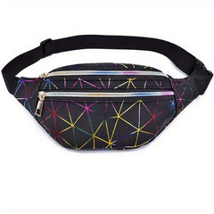 Women's Laser Rhombus Waist Bag PU Shoulder Chest Bag
