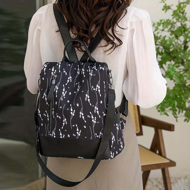 Floral Print Backpack Large Capacity Waterproof School Bag