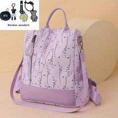 Floral Print Backpack Large Capacity Waterproof School Bag