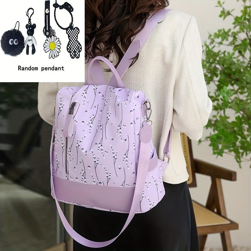 Floral Print Backpack Large Capacity Waterproof School Bag