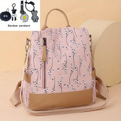 Floral Print Backpack Large Capacity Waterproof School Bag