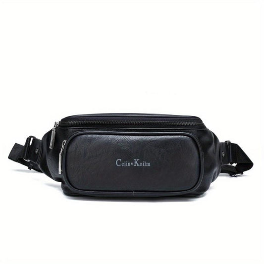 Men's Casual PU Leather Waist Bag for Outdoors