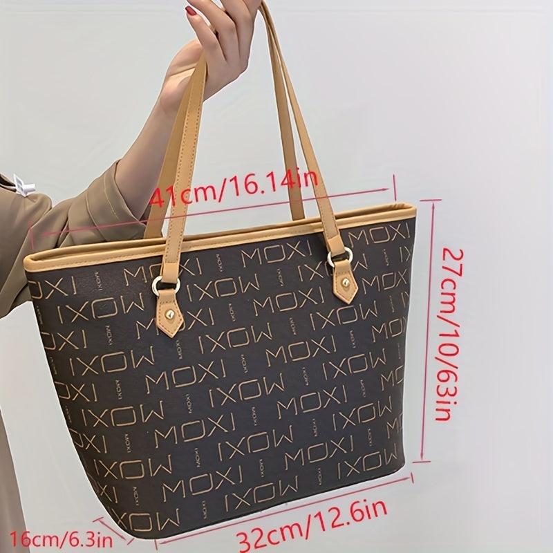 Large Capacity Tote Bag with Contrast Print