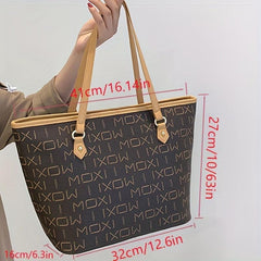 Large Capacity Tote Bag with Contrast Print