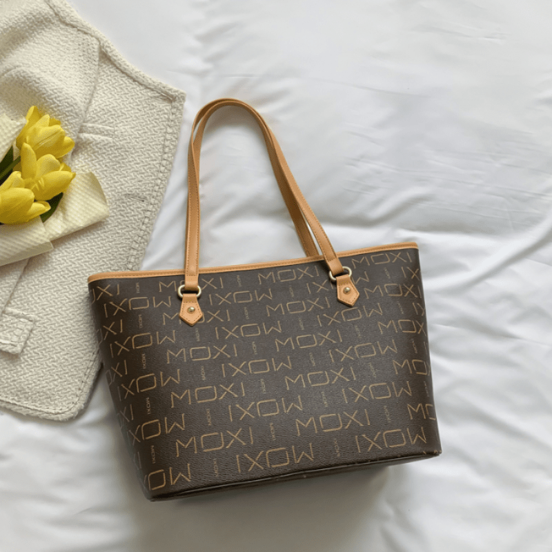 Large Capacity Tote Bag with Contrast Print