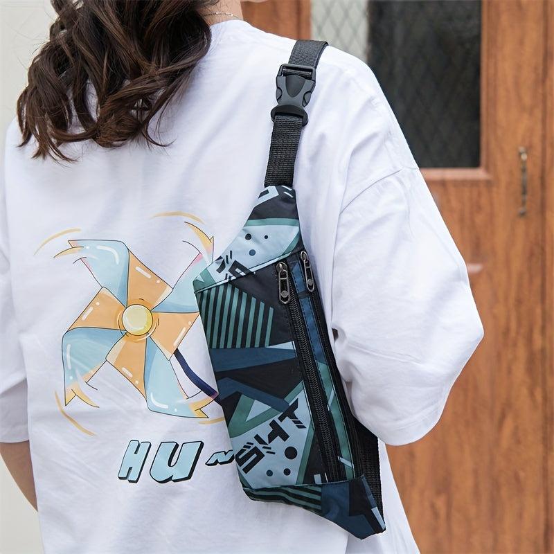 Canvas Waist Bag Printed Chest Bag Shoulder Bag Student Sports Diagonal Bag