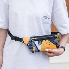 Canvas Waist Bag Printed Chest Bag Shoulder Bag Student Sports Diagonal Bag