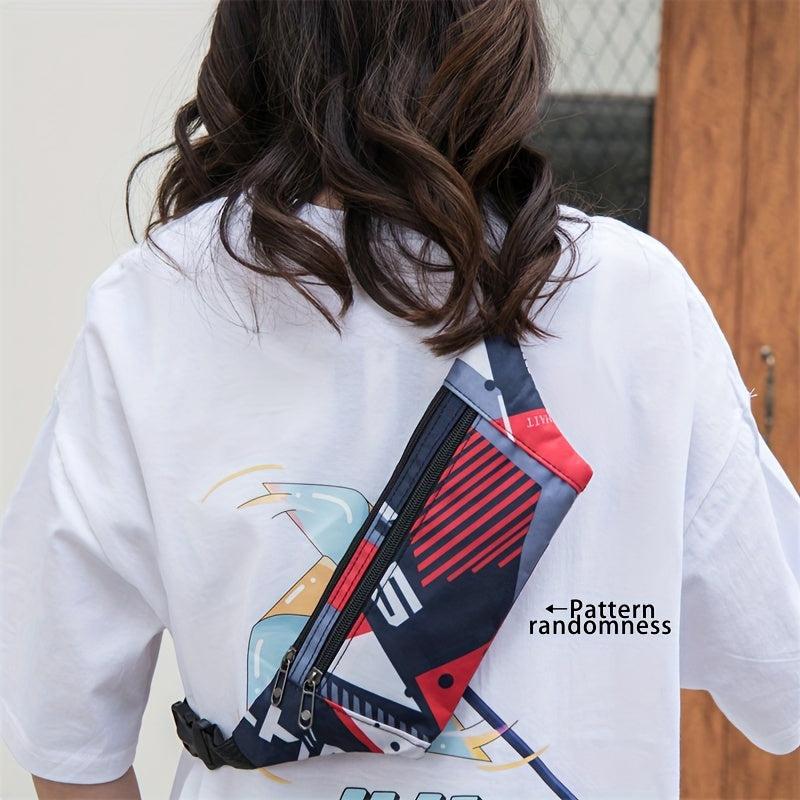Canvas Waist Bag Printed Chest Bag Shoulder Bag Student Sports Diagonal Bag