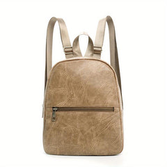 Vintage Vegan Leather Backpack Purse Textured Schoolbag Small Daypack