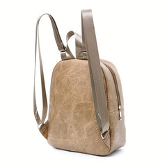 Vintage Vegan Leather Backpack Purse Textured Schoolbag Small Daypack