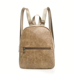 Vintage Vegan Leather Backpack Purse Textured Schoolbag Small Daypack