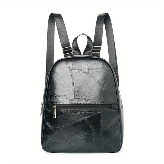 Vintage Vegan Leather Backpack Purse Textured Schoolbag Small Daypack