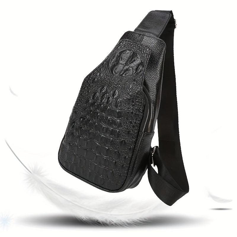 Men's Crocodile Pattern PU Leather Crossbody Bag