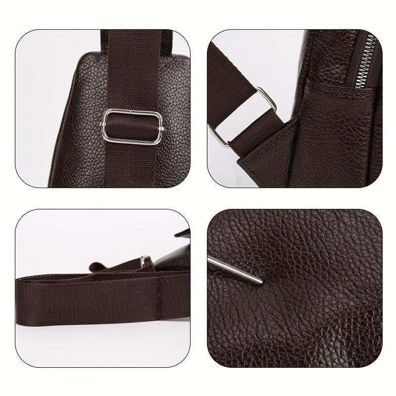 Men's Crocodile Pattern PU Leather Crossbody Bag