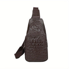 Men's Crocodile Pattern PU Leather Crossbody Bag