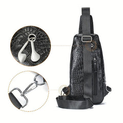 Men's Crocodile Pattern PU Leather Crossbody Bag
